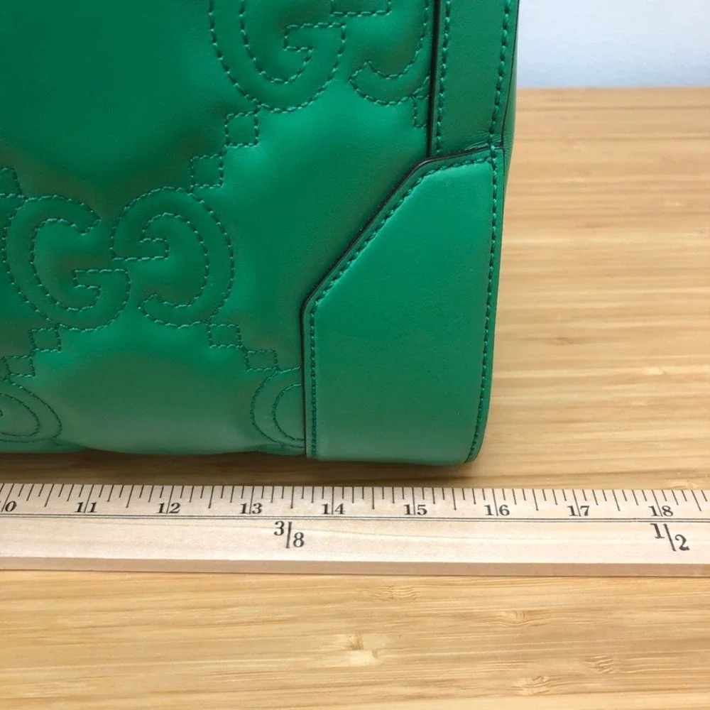 Gucci GG Matelasse Tote Women Large Green Leather Quilted Gold Hardware Bag